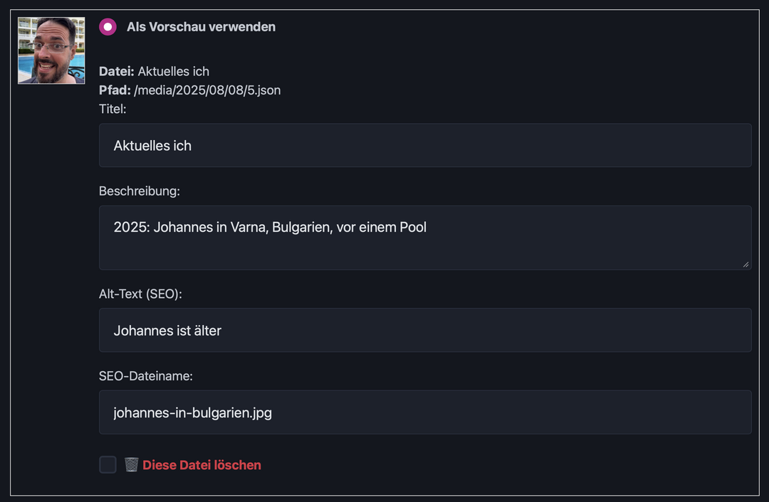 Einzelbild konfigurieren